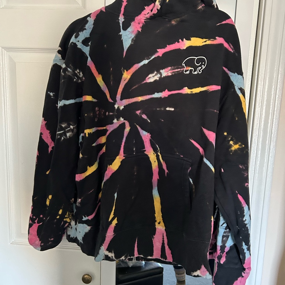 Ivory Ella Tie-Dye Hoodie with Elephant Detail